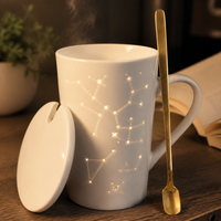 Minimalist Ceramic Constellation Mug with Lid and Spoon, 401-500ml