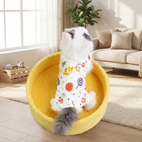 Cat Recovery Suit for Female Cat Spay Suit, Printed Polyester Fiber Post Surgery Cat Clothes with Fasteners, Full Leg Female Cat Surgery Wear