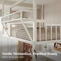 Wrought Iron Loft Bed Space-Saving Vertically Tiered Bed Bed Modern Minimalist Design Bedroom Furniture for Apartment Dwellers, Teens, Small Areas