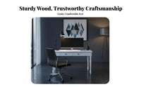 2-Drawer Wooden Desk pure wood Writing Table Light Luxury With Storage Drawers for Adults, residents, Study Room