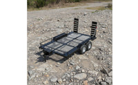 Crawler Trailer with Dual Axles Heavy-Duty RC Metal Trailer with Ramps Low-Profile for Trail Recovery