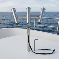 Retaining Strap Boat Fishing Rod Holder Polished Metal Multi-Angle Rod Holder