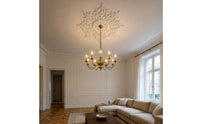 Scrollwork French-Design Ceiling Medallion Relief Design Floral Ceiling Panel Ornate Embossed Lamp Hole Cover White