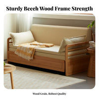 sturdy Wood Frame Pull-extendable Sleeper Sofa two-functionFunction transformable Couch Space-Saving Design Daybed Multi-Functional for Apartment Dwellers, Students, Homeowners, Small Spaces, Living Room, Den
