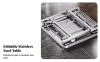 Foldable Design Square Folding Table Space-Saving Square Steel Dining Surface Installation-No-Assembly Portable Furniture Easy to Clean for Street Vendors, Restaurant Owners, Outdoor, Barbecue, Events, Camping