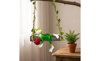 Resin Frog on Swing Cute Swing Frog Statue Whimsical Glossy for Gardeners, Garden, Patio, Balcony, Planter