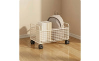 Wire Storage Basket with Wheels Multi-Functional Under Desk Storage Cart Sturdy Book Cart for Teachers