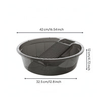 Laundry Basin with Washboard Integrated Laundry Washboard Basin Washbasin Plastic Tub Round for Bathroom, Dorm Room