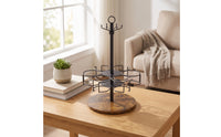 Cup Holder Rack with Wooden Base Compact Rotating Cup Stand Modern Tumbler Holder   for Pantry