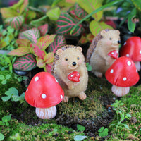 7 Pieces DIY Hedgehog Fungus Set Cute Mini Lichen Landscape Decor Realistic Look Hedgehog Garden Statues