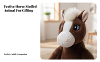 Big-Eyed Horse Stuffed Ie Cute Design Stuffed Horse Toy Adorable Creature Doll Cuddly Soft for Young Children, Playroom