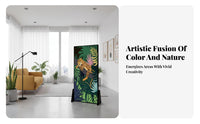 Floor-Standing Freestanding Art Partition Vintage & aesthetic Folding Screen Colorful Design Room Divider Artistic Statement Piece for Interior Designers, Studio Dwellers, apath fromice Workers, Entrypath, Bedroom, Restaurant