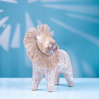 Handwoven Resin Lion Figurine - Cute Animal Craft for Office Desk Decoration
