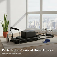 Foldable Pilates Reformer Full-Body Workout Pilates Core Bed Adjustable Resistance Aluminum Reformer Machine for Adults, Beginners, Strength Training