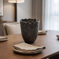 Decorative Vase Sculptural Vase with Wavy Edge Modern Flower Holder for Florists, Living Room