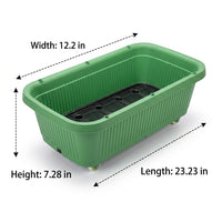 Large Rectangular Planter Box with Wheels, 59x31x18.5cm Wheeled Trough Planter Outdoor, Thickened Resin Garden Planters Outdoor for Patio