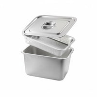 2 Pieces Easy to Clean Stainless Steel Drain Pan Set Heavy-Duty Perforated Draining Tray Oven Safe Deep Rectangular Steel Tub for Commercial Kitchens, Restaurant, Food Service