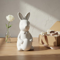 Minimalist Bunny Decor Cute Design White Hare Figurine Handmade House Decoration for Desktop