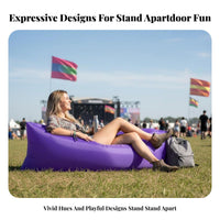 Foldable Wind-Filled Sleeper Bag Lightweight inflatable sofa No Pump Needed Inflatable Lounger Waterproof for eventand proceeders, Beachand proceeders, Music events, Camping, Beach, by the pool