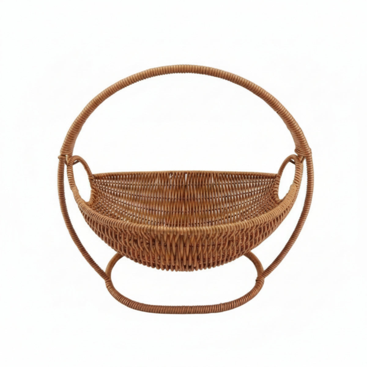 Oval Wicker Basket Breathable Rattan-Look Woven Basket Warm Beige