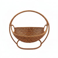 Oval Wicker Basket Breathable Rattan-Look Woven Basket Warm Beige
