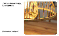 Handmade Bamboo Woven Chandelier Natural Material Woven Bamboo Chandelier Asian Inspired Design Japanese Design Ceiling Light Retardant Lampshade for Interior Designers, Business Owners, Homeowners, Teahouse, Restaurant, Dining Room, Hotel