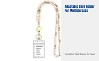 Handmade Beaded Lanyard Necklace, Retractable ID Holder, Keychain, Multi-Color Options, Card Sleeve Included