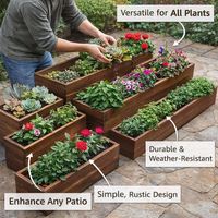 Rectangular Wooden Planter Box for Balcony Garden, Outdoor for Flowers and Long Flower for Gardeners, Hanging Pot
