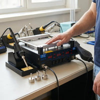 Threethree-Function Soldering Rework Station Bench-Top Preheating Rework Station Mesh Work Surface Electronic Repair Tool Temperature Control Knobs