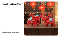 2 Pieces Elephant Figurine Pair Symbol of Love & Strength Feng Shui Elephant Decor House Decoration Timeless Design Hand Painted