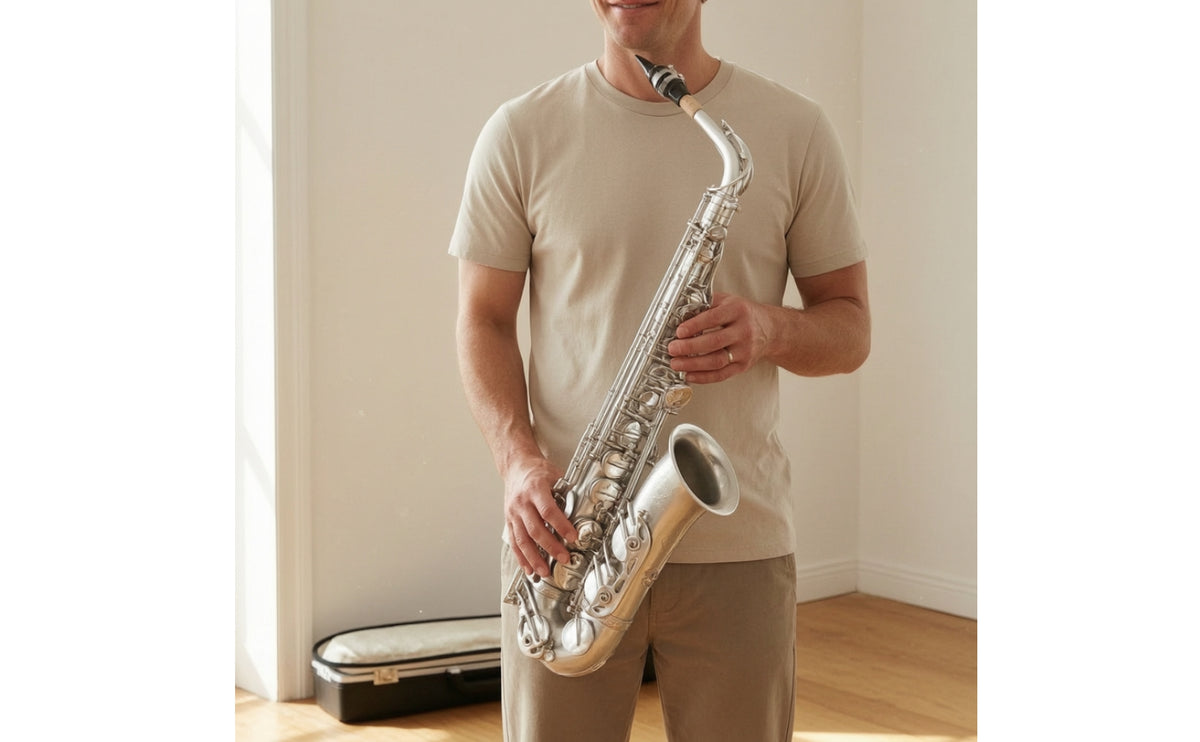 Alto Saxophone Rich-Toned Alto Saxophone with Hard Case Silver Woodwind for Beginners, Students, Repetition Lessons