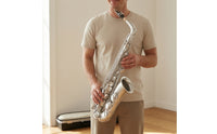 Alto Saxophone Rich-Toned Alto Saxophone with Hard Case Silver Woodwind for Beginners, Students, Repetition Lessons