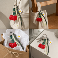 Christmas PU Apple Acrylic Flower Bag Charm Pendant Gift