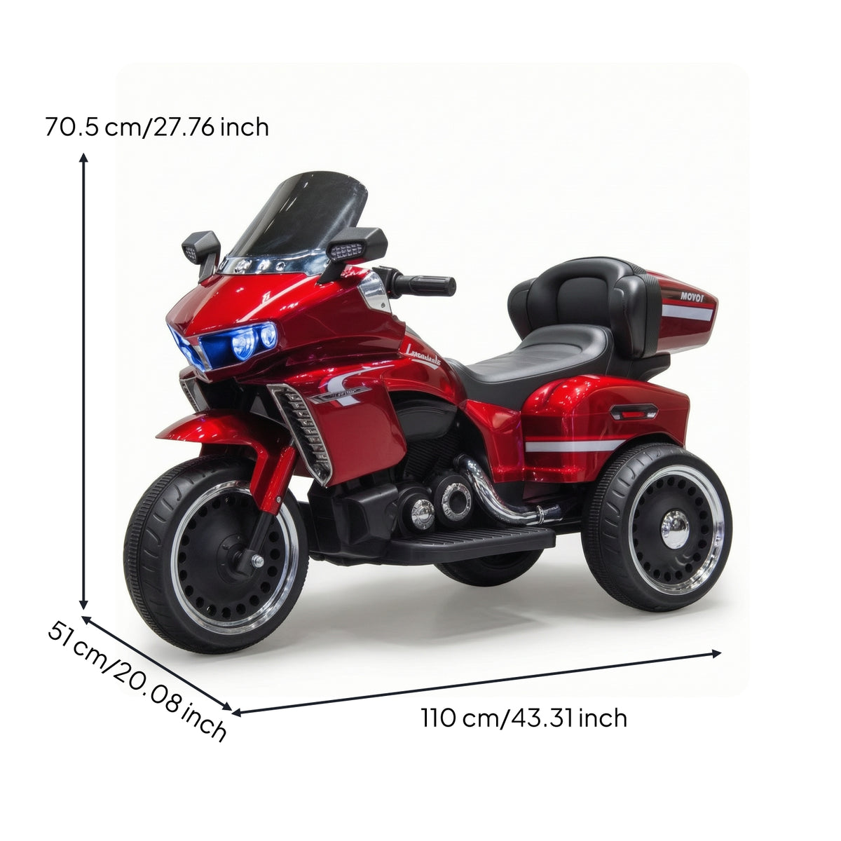 Kids 12V Youngster's Push-Along Motorcycle Powered Electric Tricycle for Young Children, Backyard, Playroom
