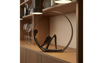 Reading Figure Sculpture Minimalist Metal Desk Ornament Modern Style Circular Hoop Sculpture