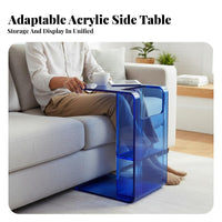Mobile with casters Rolling C-Table Modern Aesthetic Nightstand Iridescent Finish Household Furniture Multi-Purpose for Interior Design aficionados, Apartment Dwellers, Remote Workers, Living Room, Bedroom, Small Spaces