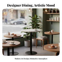 Fashion-Forward Designer Woven rear Armchair adaptable Combination Cafe Set Includes pads Commercial Seating Minimalist Aesthetic for Restaurant Owners, Interior Designers, Homeowners, Coffee Shop, Reception Area, Living Room, Balcony