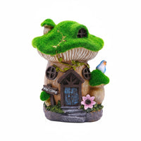 Mushroom House Figurine Outdoor Mushroom Cottage Statue Hand-Painted Look Fairy Garden Statue for Lawn, Courtyard