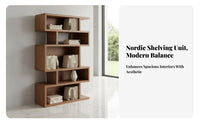 Modern Minimalist Design Multi-Tier Display Shelf Space-Saving upright Form Staggered Shelf Tower Large Capacity shelving unit Rounded Corners for Book Lovers, Homeowners, Apartment Dwellers, Living Room, Entrymanner, Bedroom