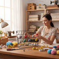 Space Saving Wall-Mounted Thread Rack Large Capacity Metal Sewing Thread Holder Easy to Install Sewing Line Display Rack Long-Lasting for Sewers, Crafters, Craft Room