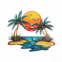 Metal Sunset Wall Art Ready to Hang Sunset Metal Wall Sleek Design Bohemian Sun Silhouette for Entryway
