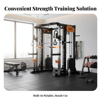 Guided Machine Workout Rack Combo Heavy-Duty Steel Frame Squat and Bench Press Rack Smooth Pulley System Multi-Functional Guided Machine