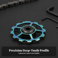 12T Derailleur Pulley Lightweight Design Rear Derailleur Pulley Ceramic Bearing Guide Wheel Fluid Shifting Cycle Guide Wheel