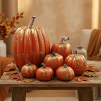 7 Pieces Artificial Pumpkins Textured Foam Pumpkins Realistic Pumpkin Set for Tabletop Styling