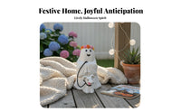 Resin Ghost Animal Leash Ornament Smiling Face Ghost Flower Crown Figurine Smooth Molded Seasonal Decoration Festive