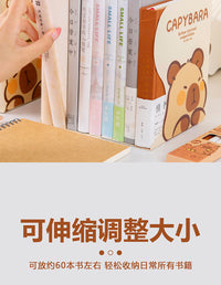 卡皮巴拉可伸缩书立架桌面放书神器折叠学生用书夹书靠书挡板简易固定书本收纳架可爱水豚桌上初高中生立书架