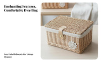 Hand Woven Lidded Wicker Trunk with Clasp Handwoven Household Storage Multi-Purpose Organizing Basket Decorative for Homeowners, Design aficionados, Bedroom, Living Room, Closet, In Closets