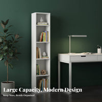 With Wheels Mobile Bookcase Space Saving Multi-Tier Mobile Bookshelf Large Capacity Rolling Shelf Lockable Casters for Children, Office Workers, Kids' Room, Playroom, Classroom, Narrow Areas