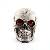 Sculpted Skull Gothic Skull with Red Eyes Realistic Decor Handmade for Desk
