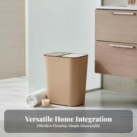 Dry Wet Separation Bin Easy to Clean Double Compartment Trash Can Large Capacity Push Button Garbage Can for Washroom, Living Room, Bedroom